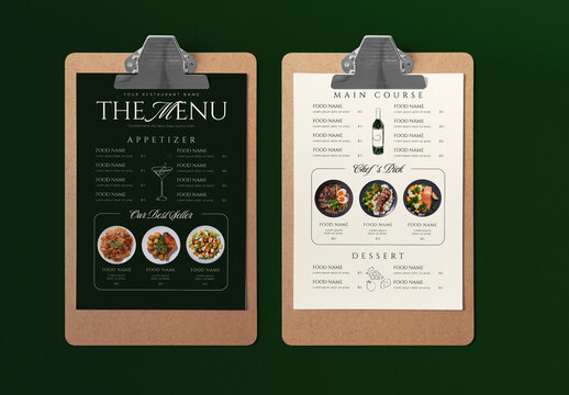 Green Elegant Minimalist Food Menu Layout