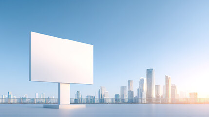 Obraz premium Urban skyscrapers and blank billboards: a commercial theme background.