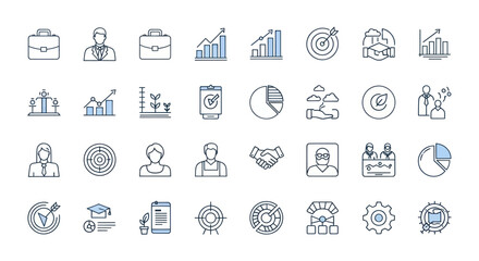 Business and finance icons set in various arrangements for multiple uses