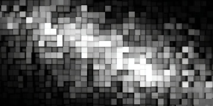 Monochromatic abstract field composed of three dimensional geometric blocks
