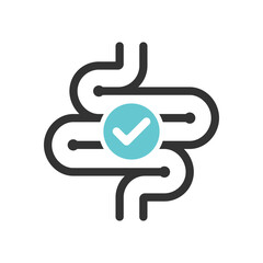 Healthy digestion icon. Intestine graphic sign isolated on white background. Vector illustration