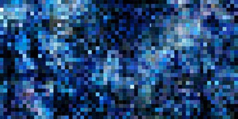 Fototapeta premium Digital pattern created with numerous small squares displaying deep blue and black variations