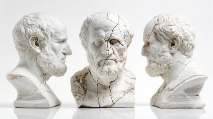 Obraz premium Classical marble busts reflecting wisdom and decay