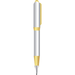 Elegant Silver and Gold Ballpoint Pen Isolated on White Background with Subtle Gradient for Writing and Office Supplies