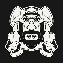 Y2K Urban Streetwear Doodle Vector Cartoon Characters. Trendy Urban Doodle Vector Illustration. Doodle Urban Graphic For T-shirts, Posters And Printing.