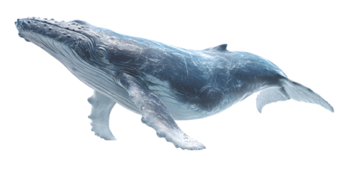 Majestic humpback whale breaching and leaping out of the dark ocean water