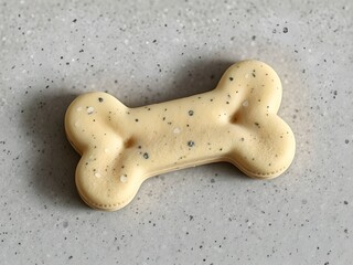 Bone-Shaped Dog Treat Biscuit on Terrazzo Surface, Macro, Flat Lay