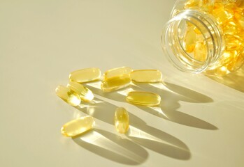 Omega-3 vitamin capsules.