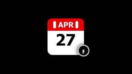 Calendar page displaying April 27th with a clock icon on a dark background date