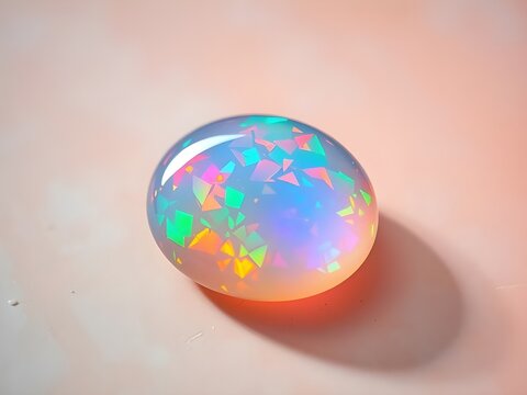 Colorful Opal Stone with Iridescent Play in Vibrant Split Background