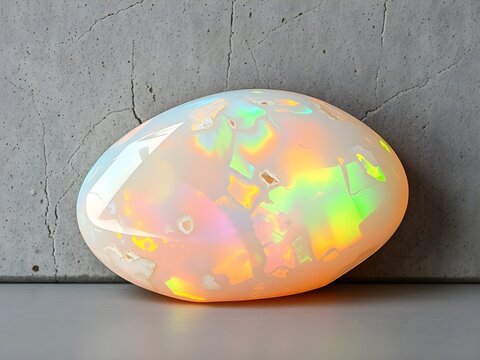 Colorful Opal Stone in Industrial Studio with Iridescent Play