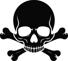 Skull and crossbones vector icon for danger, hazard, or pirate sign.