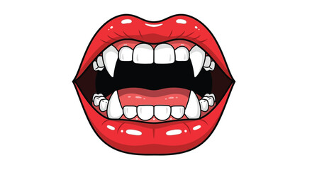 Naklejka premium Vampire Fangs Open Mouth Illustration