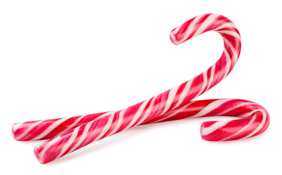 Christmas candy canes close-up on a white. Isolated
