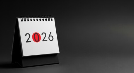 Obraz premium Desk calendar showing the year 2026 with a red circle mark