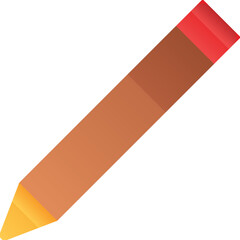 Brown Pencil With Red Eraser Against Transparent Background Simple Flat Design Icon For Education Writing Art Creativity And Drafting Projects