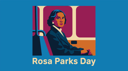 Rosa Parks Day Illustration with Portrait and Civil Rights Message