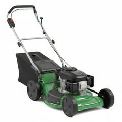 Green lawn mower isolated on the white background