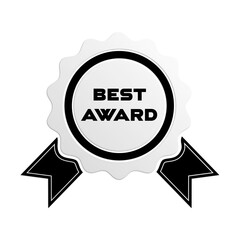 A white and black award ribbon with the words best award written