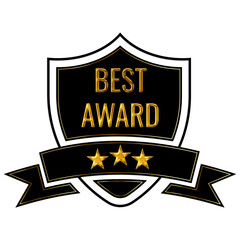 Gold best award emblem with stars on a black background design