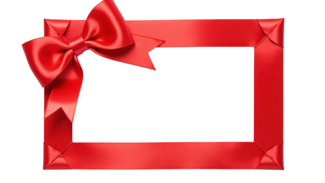 Vibrant red gift frame adorned with large, glossy bow, perfect for showcasing special moments or messages