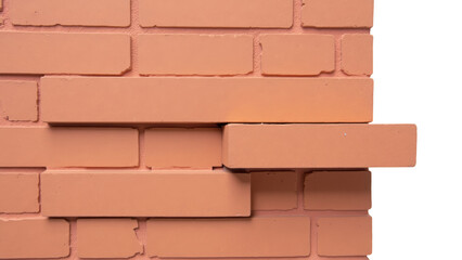 Obraz premium Brick wall orange bricks construction material textured surface building element architectural detail masonry work solid structure