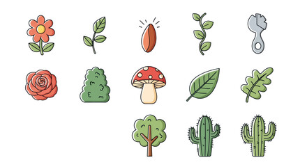 Collection of colorful botanical illustrations for design and creative projects
