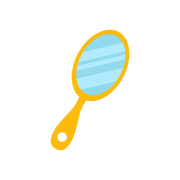 Flat Illustration of Hand Mirror for Beauty and Makeup