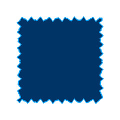 Abstract dark blue square with a light blue jagged wavy border on white background