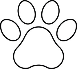 Minimalist dog animal paw print outline line art vector
