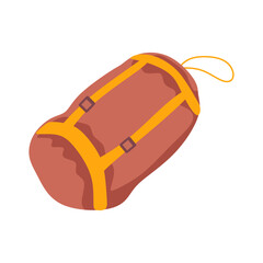 Flat Illustration of Rolled Sleeping Bag for Camping