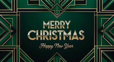 Merry christmas and happy new year art deco style background design