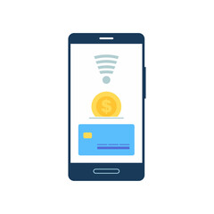 Flat Illustration of Digital Wallet on Smartphone