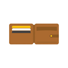 Flat Illustration of Open Wallet with Money and Cards