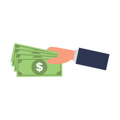 Flat Illustration of Hand Holding Money Cash