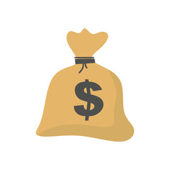 Flat Illustration of Money Bag with Dollar Sign