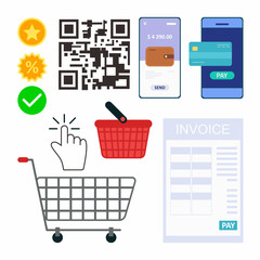 Flat Illustration of E-commerce and Digital Payment Icon Set
