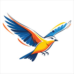 Fototapeta premium Vibrant watercolor bird in flight with spread wings