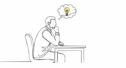 Man thinking with a lightbulb idea above his head.
