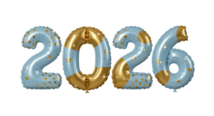 Isolated 3D illustration of the year 2026 in a glossy pink finish, adorned with elegant silver leaf details for a festive design