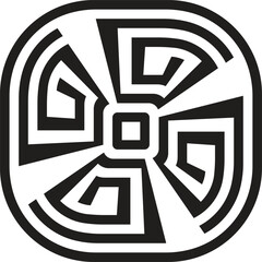 Abstract geometric pattern logo with central square and four radiating symbolic segments