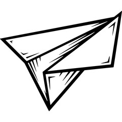 Woodcut Style Paper Airplane Vector Illustration. Hand-Drawn Engraving Design for New Year 2026, Communication, Travel & Freedom.