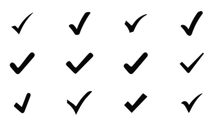 Beautiful Black color Check Mark Icon Doodle Design with White Background, Check List Button Sign and Symbol, 