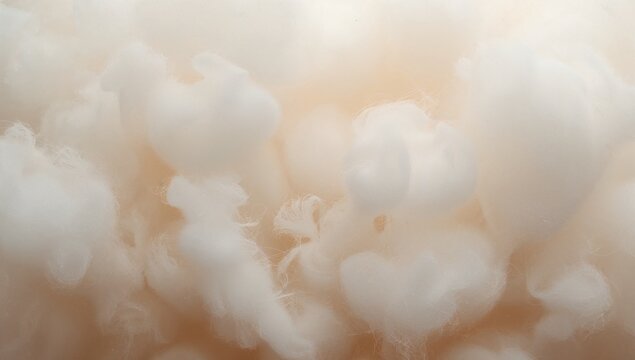 Showing soft natural fiber clusters forming tufts in studio macro close-up, with wispy filaments