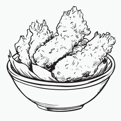 vector illustration of a bowl of tempura food