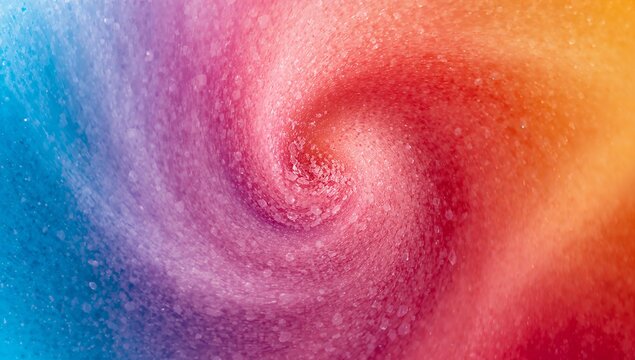 Swirling abstract spiral vortex emitting granular dust in digital art, with bokeh highlights