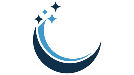 Blue crescent rising star icon