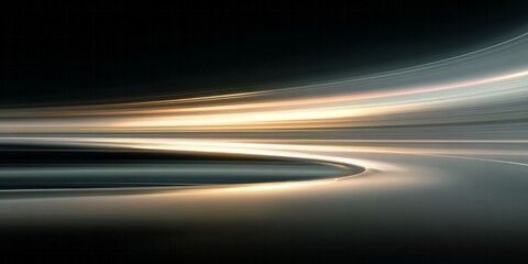 Dynamic light trails curve sharply across a dark, abstract background suggesting high velocity movement.
