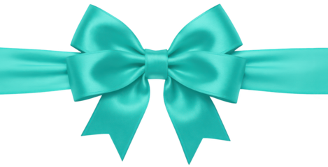 Beautiful turquoise satin bow with smooth finish, perfect for gift wrapping or decoration, exuding elegance and charm