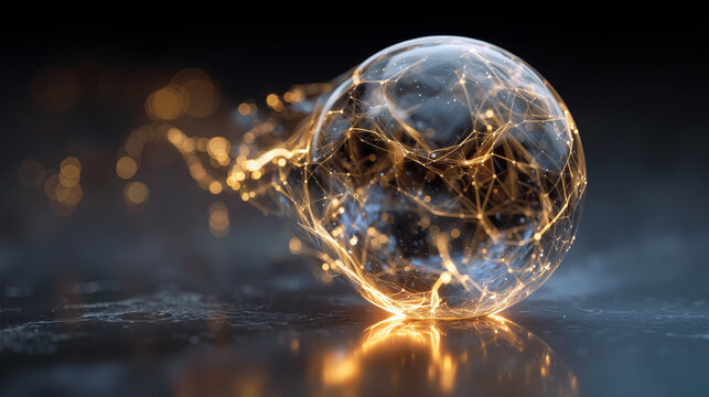 Energy sphere expands into an abstract neural network at twilight